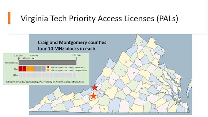 Map showing Virginia Tech Priority Licenses